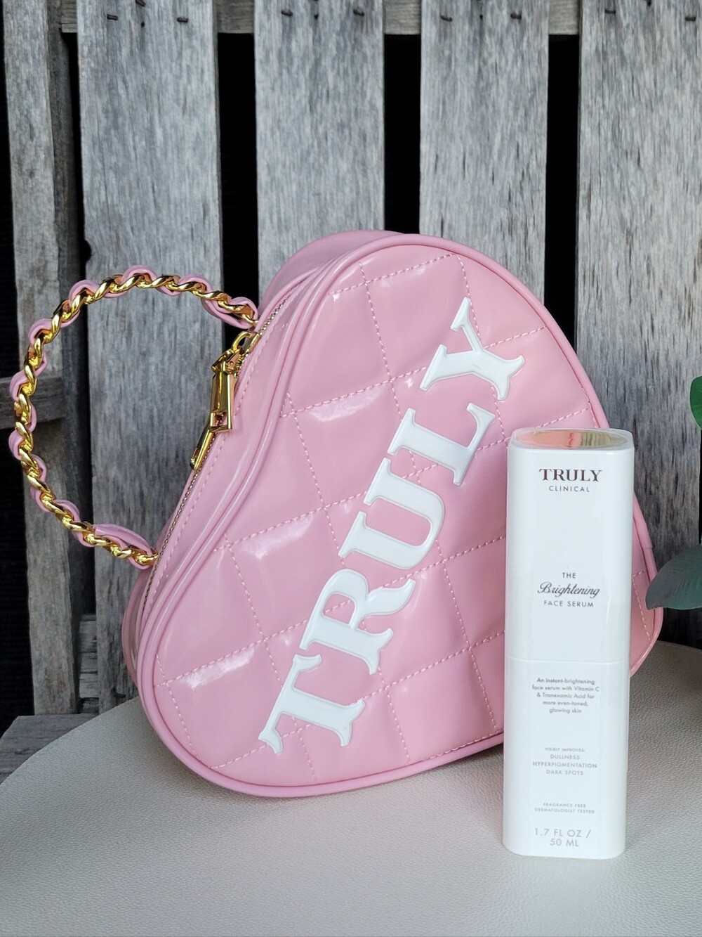 Truly Pink Quilted Handbag & Brightening Serum - Reduce Hyperpigmentation